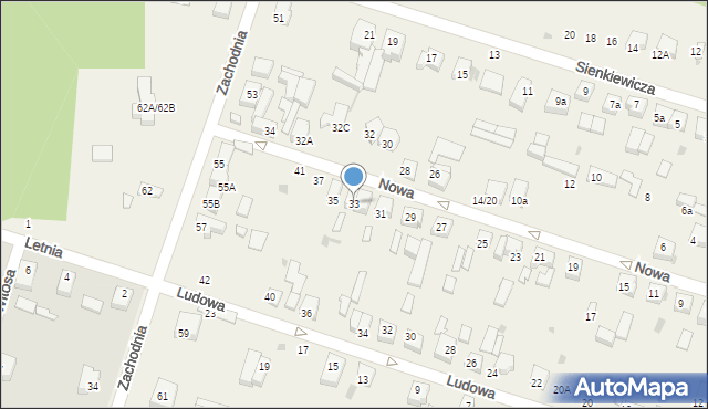 Ksawerów, Nowa, 33, mapa Ksawerów