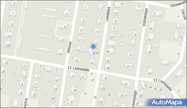 Kunice, Nowowiejska, 9, mapa Kunice