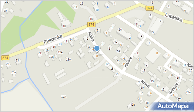 Kurów, Nowa, 8, mapa Kurów