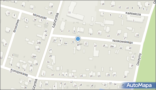 Kutno, Noskowskiego, 10, mapa Kutno