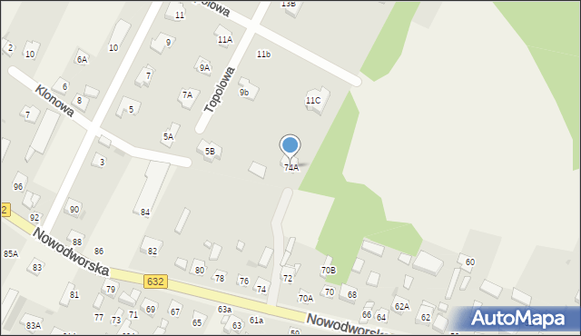 Łajski, Nowodworska, 74A, mapa Łajski