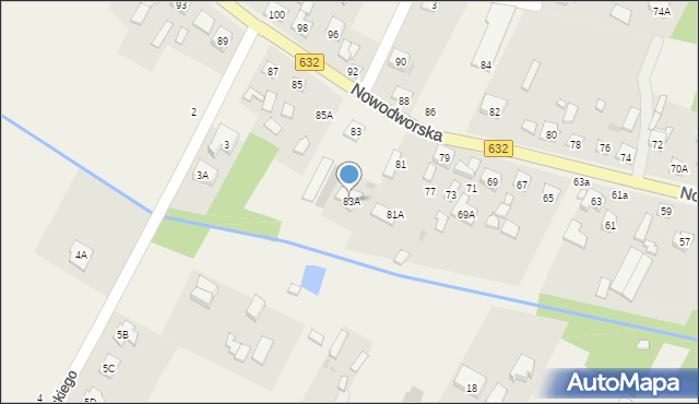 Łajski, Nowodworska, 83A, mapa Łajski