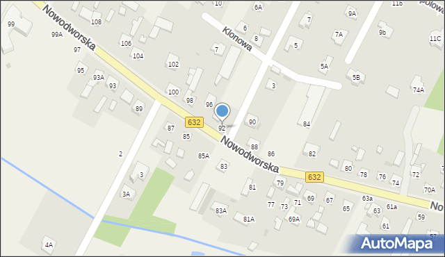 Łajski, Nowodworska, 92, mapa Łajski