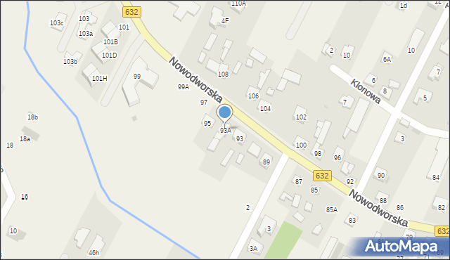 Łajski, Nowodworska, 93A, mapa Łajski