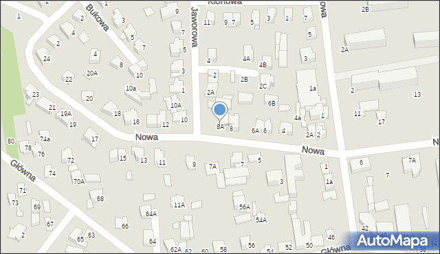 Łapy, Nowa, 8A, mapa Łapy