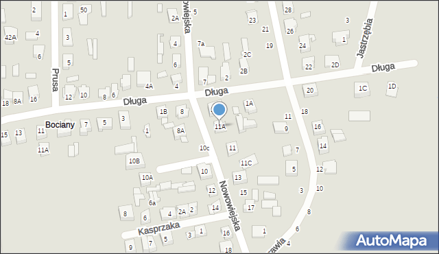Łapy, Nowowiejska, 11A, mapa Łapy