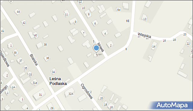 Leśna Podlaska, Nowa, 3, mapa Leśna Podlaska