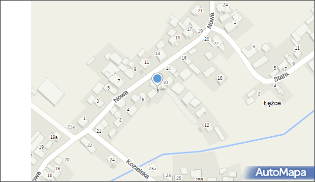 Łężce, Nowa, 8, mapa Łężce