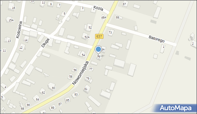 Liw, Nowomiejska, 75, mapa Liw
