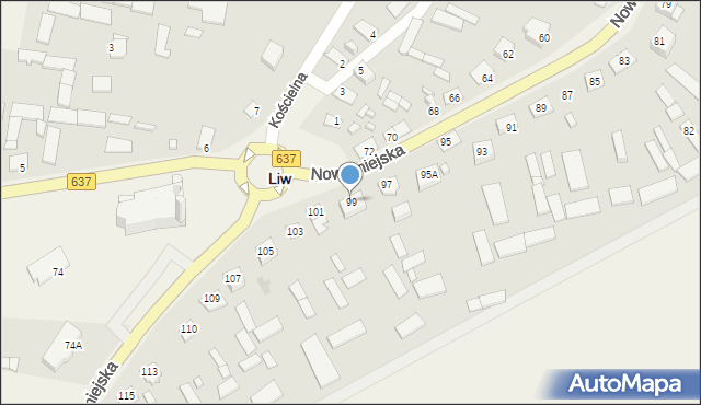 Liw, Nowomiejska, 99, mapa Liw