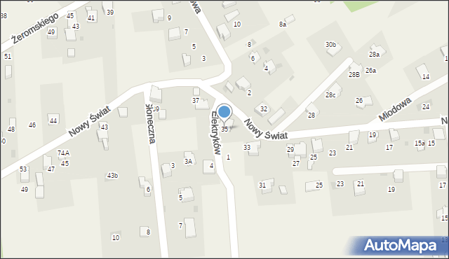 Łodygowice, Nowy Świat, 35, mapa Łodygowice