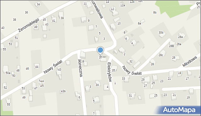 Łodygowice, Nowy Świat, 37, mapa Łodygowice