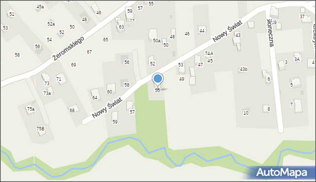 Łodygowice, Nowy Świat, 55, mapa Łodygowice