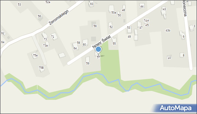 Łodygowice, Nowy Świat, 57, mapa Łodygowice