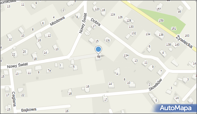 Łodygowice, Nowy Świat, 5B, mapa Łodygowice