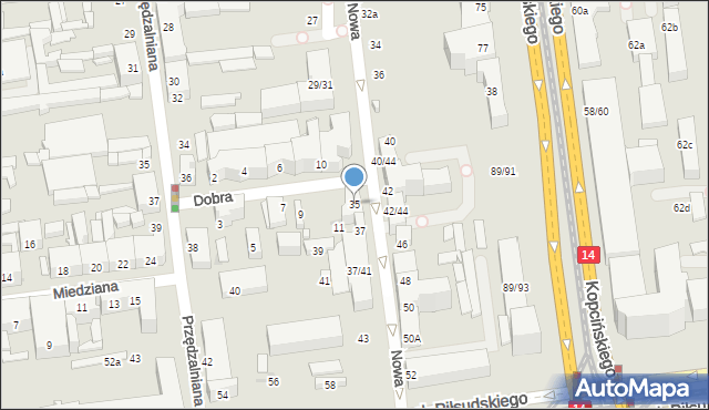 Łódź, Nowa, 35, mapa Łodzi