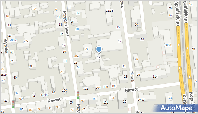 Łódź, Nowa, 19, mapa Łodzi