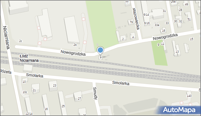 Łódź, Nowogrodzka, 7, mapa Łodzi