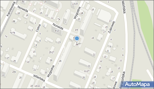 Łódź, Norwida Cypriana Kamila, 4a, mapa Łodzi
