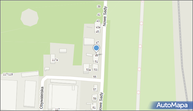 Łódź, Nowe Sady, 49, mapa Łodzi