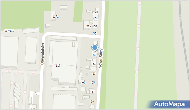 Łódź, Nowe Sady, 59, mapa Łodzi