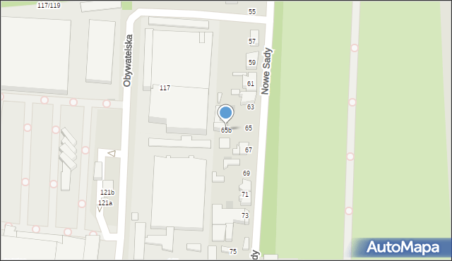 Łódź, Nowe Sady, 65b, mapa Łodzi