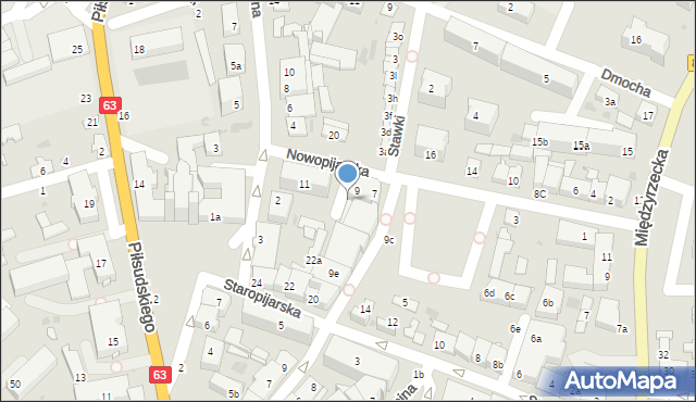 Łuków, Nowopijarska, 9a, mapa Łuków