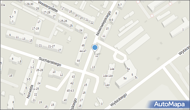 Malbork, Nowowiejskiego, 12-13, mapa Malborka