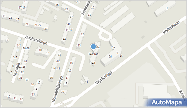 Malbork, Nowowiejskiego, 14a-14d, mapa Malborka