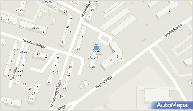 Malbork, Nowowiejskiego, 14b, mapa Malborka