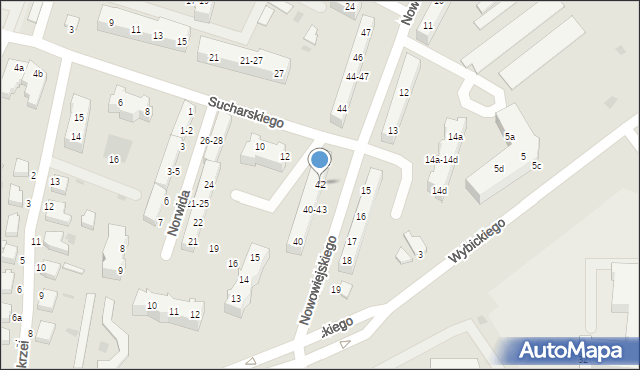 Malbork, Nowowiejskiego, 42, mapa Malborka