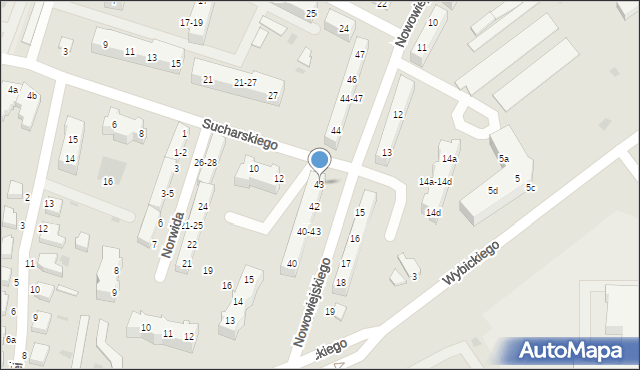 Malbork, Nowowiejskiego, 43, mapa Malborka