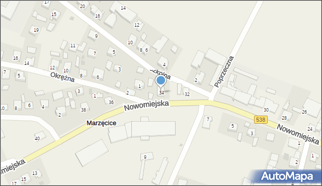 Marzęcice, Nowomiejska, 34, mapa Marzęcice