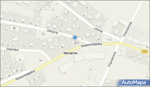 Marzęcice, Nowomiejska, 36, mapa Marzęcice