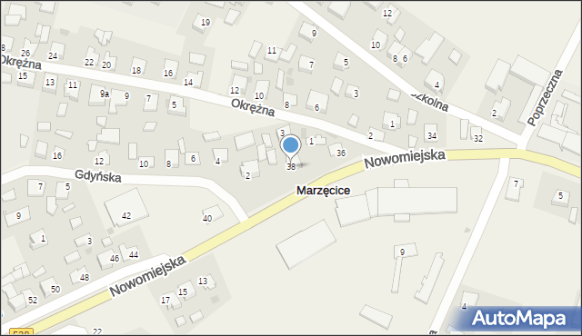 Marzęcice, Nowomiejska, 38, mapa Marzęcice