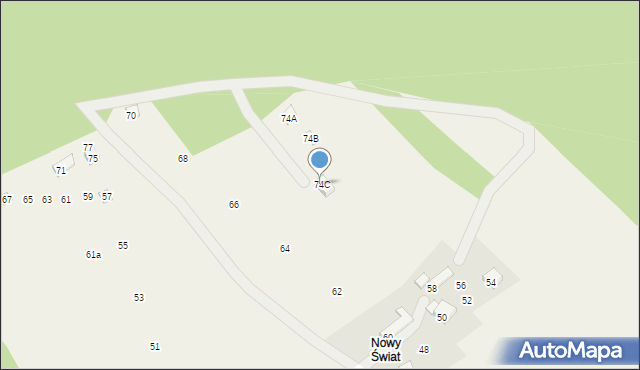 Międzybrodzie Bialskie, Nowy Świat, 74C, mapa Międzybrodzie Bialskie