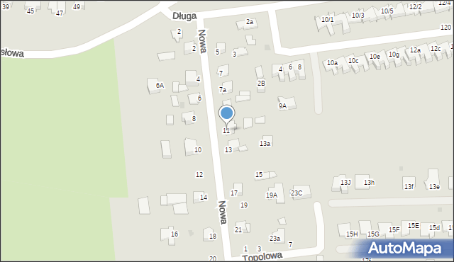 Mielec, Nowa, 11, mapa Mielca