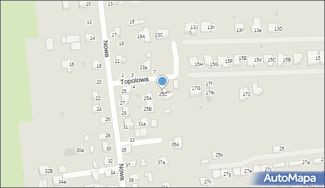 Mielec, Nowa, 25C, mapa Mielca