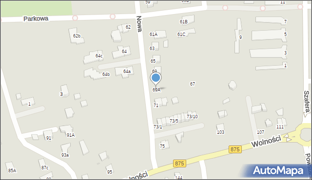 Mielec, Nowa, 69A, mapa Mielca