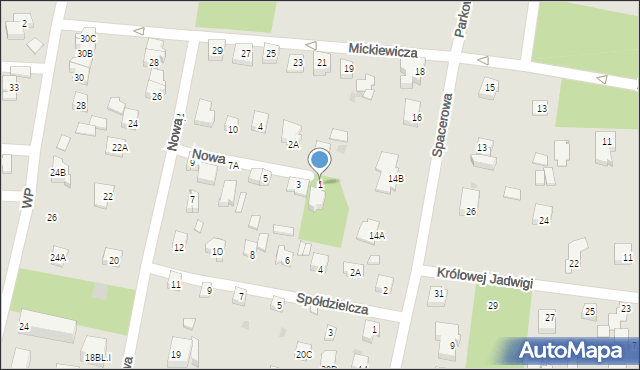 Milanówek, Nowa, 1, mapa Milanówek