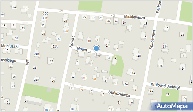 Milanówek, Nowa, 5A, mapa Milanówek