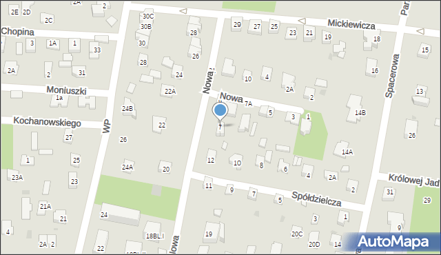Milanówek, Nowa, 7, mapa Milanówek