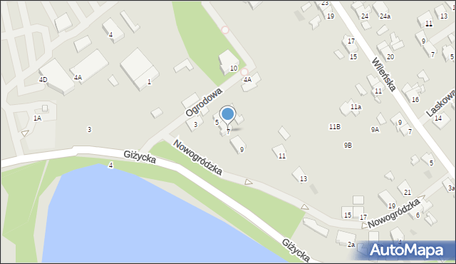 Mrągowo, Nowogródzka, 7, mapa Mrągowo