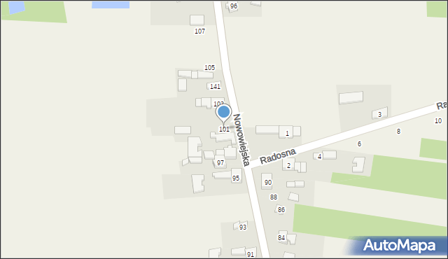 Mysłaków, Nowowiejska, 101, mapa Mysłaków