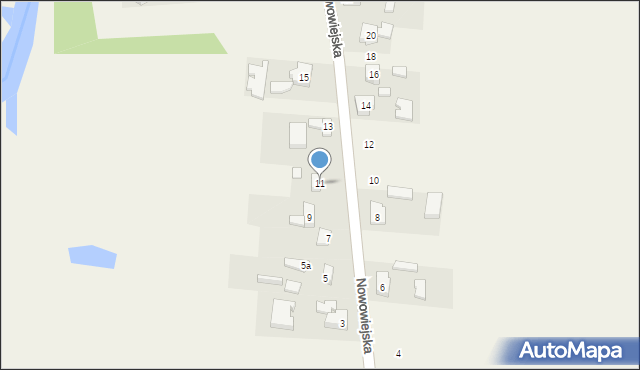 Mysłaków, Nowowiejska, 11, mapa Mysłaków