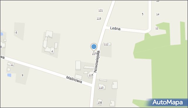 Mysłaków, Nowowiejska, 117, mapa Mysłaków