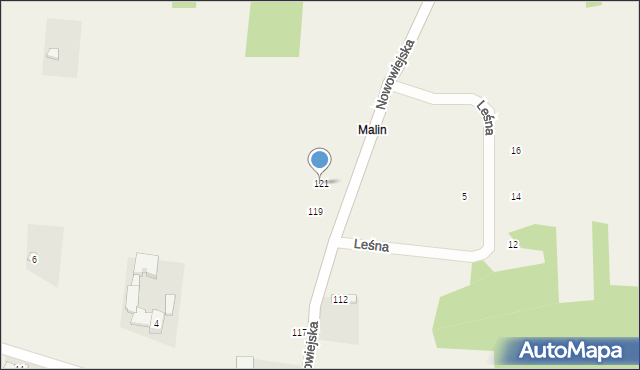 Mysłaków, Nowowiejska, 121, mapa Mysłaków