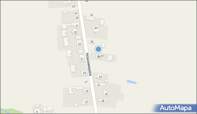 Mysłaków, Nowowiejska, 36, mapa Mysłaków