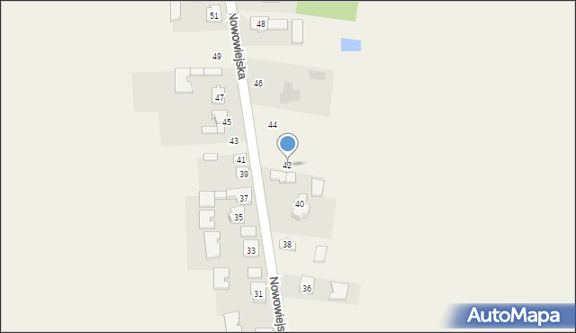 Mysłaków, Nowowiejska, 42, mapa Mysłaków