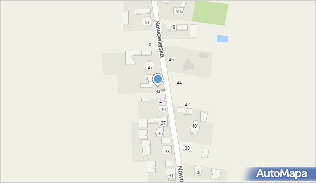 Mysłaków, Nowowiejska, 43, mapa Mysłaków